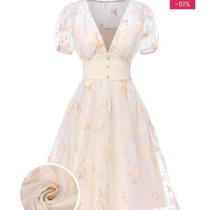 Chic Cream Floral Midi Dress